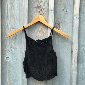 Kendall + Kylie Black Lace Crop Top